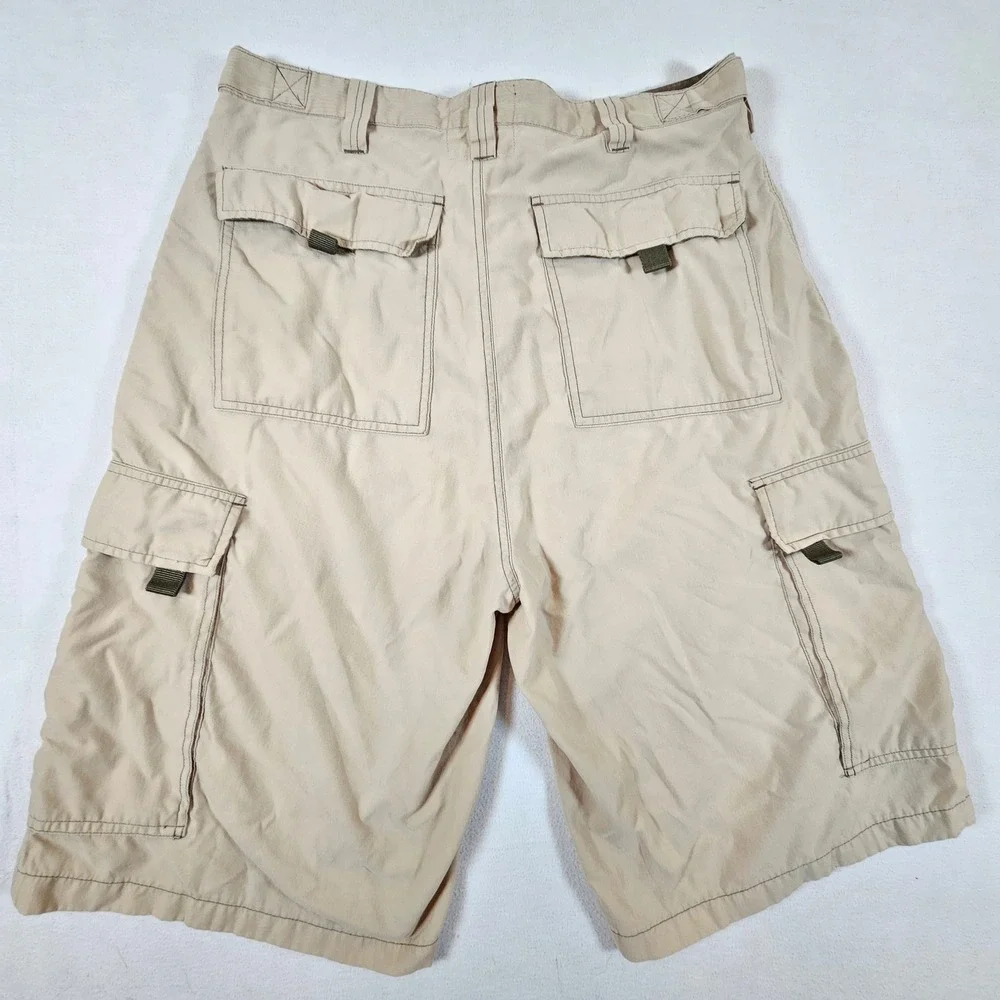 Bugle Boy Cargo Shorts Men 34W Tan Utility Gorpcore‎ Cotton Nylon Relaxed Fit